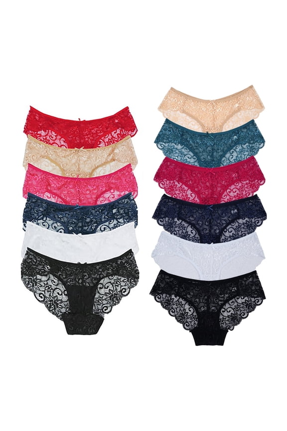 Lace Panties Cotton Underwear for Women Plus Size Cheeky Panties for Women Hipster 6 pack