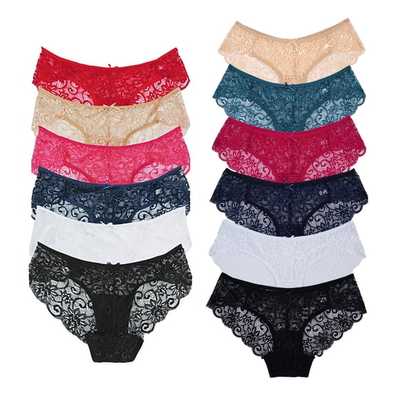 Sunm Boutique Lace Panties Cotton Underwear for Women Plus Size Cheeky Panties for Women Hipster 6 pack