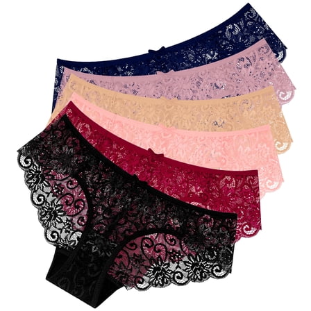 Sunm Boutique Lace Panties Seamless Underwear for Women Plus Size Cheeky Panties for Women Hipster 6 Pack