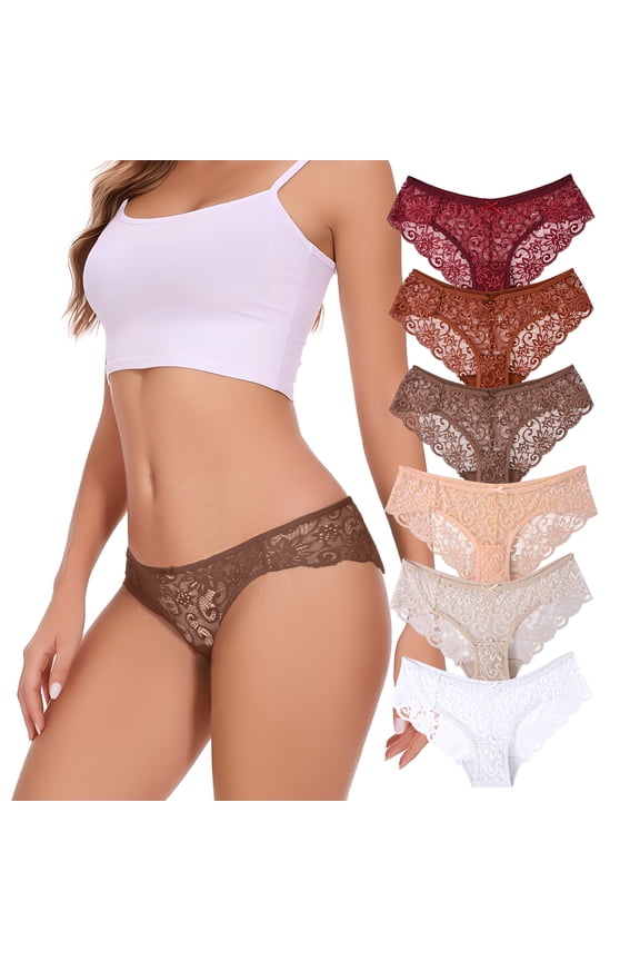 Lace Panties Seamless Underwear for Women Plus Size Cheeky Panties for Women Hipster 6 Pack