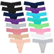 Sunm Boutique Lace Thongs for Women Cotton Thongs Underwear Pack 16 PACK