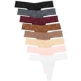 thumbnail image 1 of Sunm Boutique Lace Thongs for Women Low Rise T Back Cheeky Panties Cotton Womens Underwear,8 Pack, 1 of 8