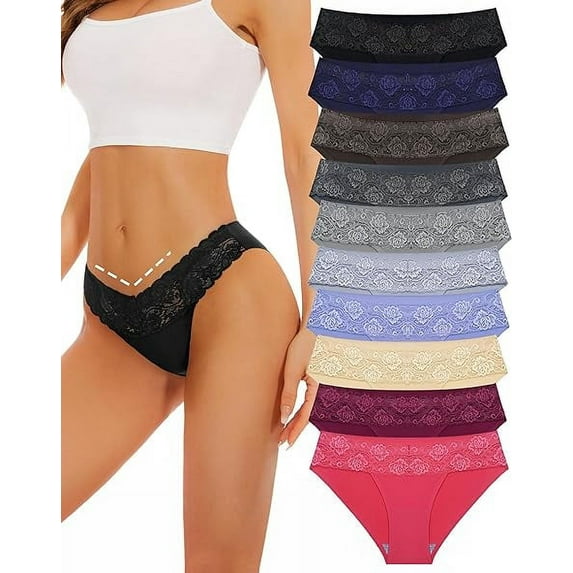 Sunm Boutique Seamless Underwear for Women Lace Panties No Show Bikini Underwear Sexy Cute Cheeky Hipster Stretch High Cut