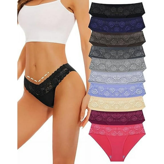 Sunm Boutique Seamless Underwear for Women Lace Panties No Show Bikini Underwear Sexy Cute Cheeky Hipster Stretch High Cut