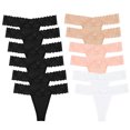 thumbnail image 1 of Sunm Boutique Thongs for Women, Cotton Thongs T Back Breathable Comfort See Through Panties Seamless Lace Thongs for Women Pack, 1 of 12