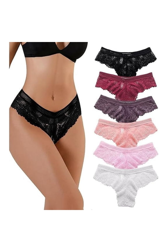 Women's Lace, Seamless, Breathable, Hollow Out Panties, Multicolor 6-Pack