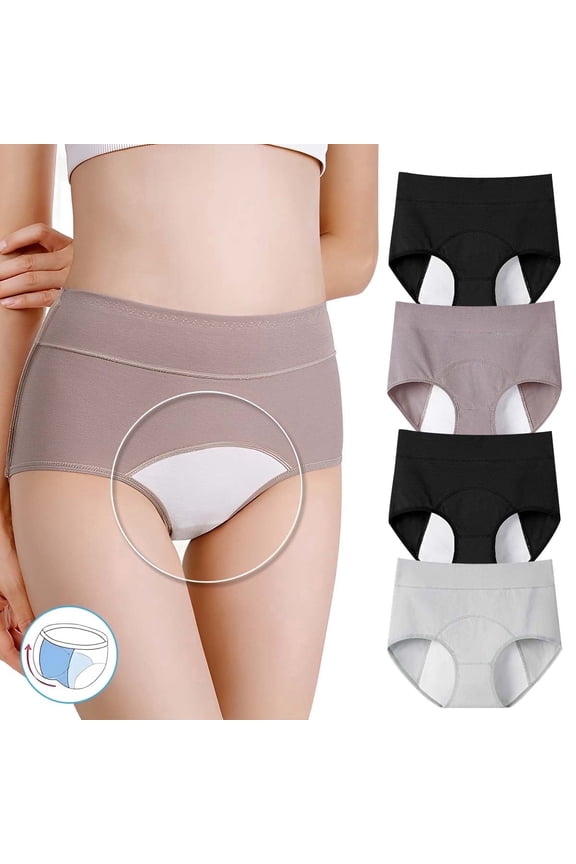 Cotton Period Underwear for Women, Extended Leak Protection Quick Absorbing Menstrual Panties, 5-Pack