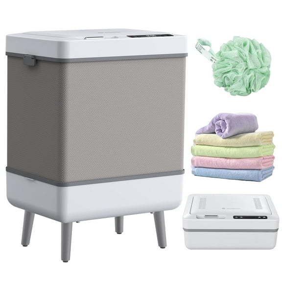 Sunmaki 35L Foldable Towel Warmer, 2-in-1 Drying and Heating Towel Warmer for Bath Towels, Robes, Gloves, Socks, LCD Timer, Family Use