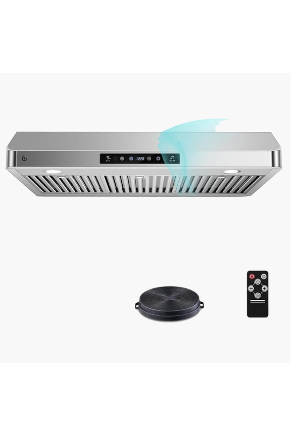 36 inch Range Hood Under Cabinet 750CFM CFM with 4-Speed Gesture Sensing & Touch Control, Stainless Steel Kitchen Stove Vent Hoods with 2 LED Lights, Time Setting