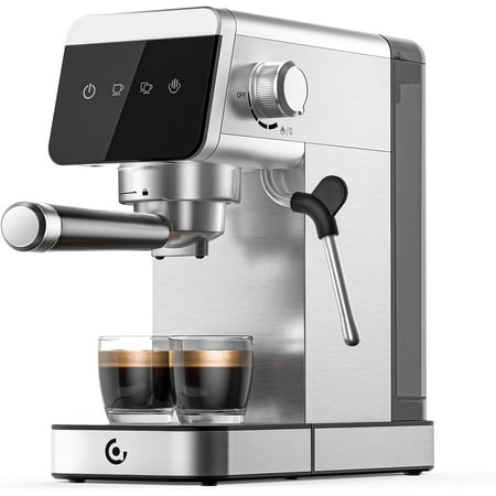Sunmaki Espresso Machine 20 Bar Stainless Steel Coffee Machines with LED Touch Screen Powerful Steam Wand, Removable Water Tank, for Cappuccino, Latte
