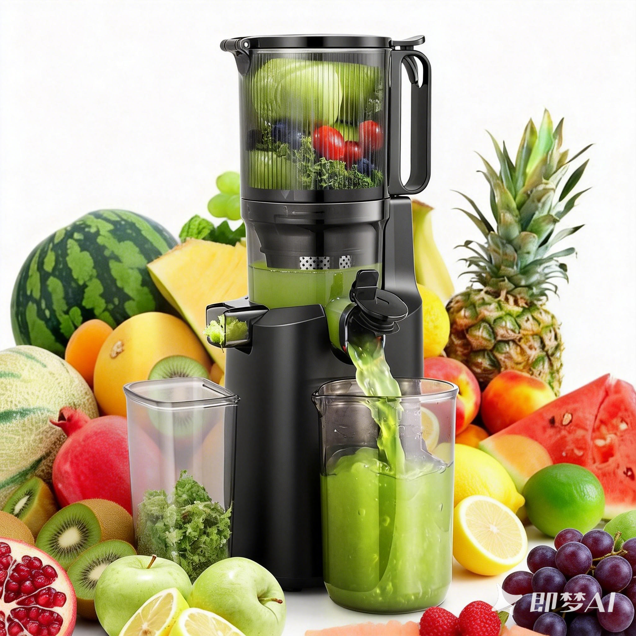 Sunmaki 5.11" Juicer Machines, 150W Cold Press Juicer for Fruits and Vegetables, 80 RPM Quiet & Easy to Clean, High Juice Yield,Black