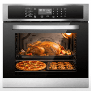 Sunmaki Electric Single Wall Oven 24 Inch , 2.5 Cu. Ft Electric Built-in Convection Oven LED Digital Display Touch Control Timer Alarm Clock Child Lock for Kitchen