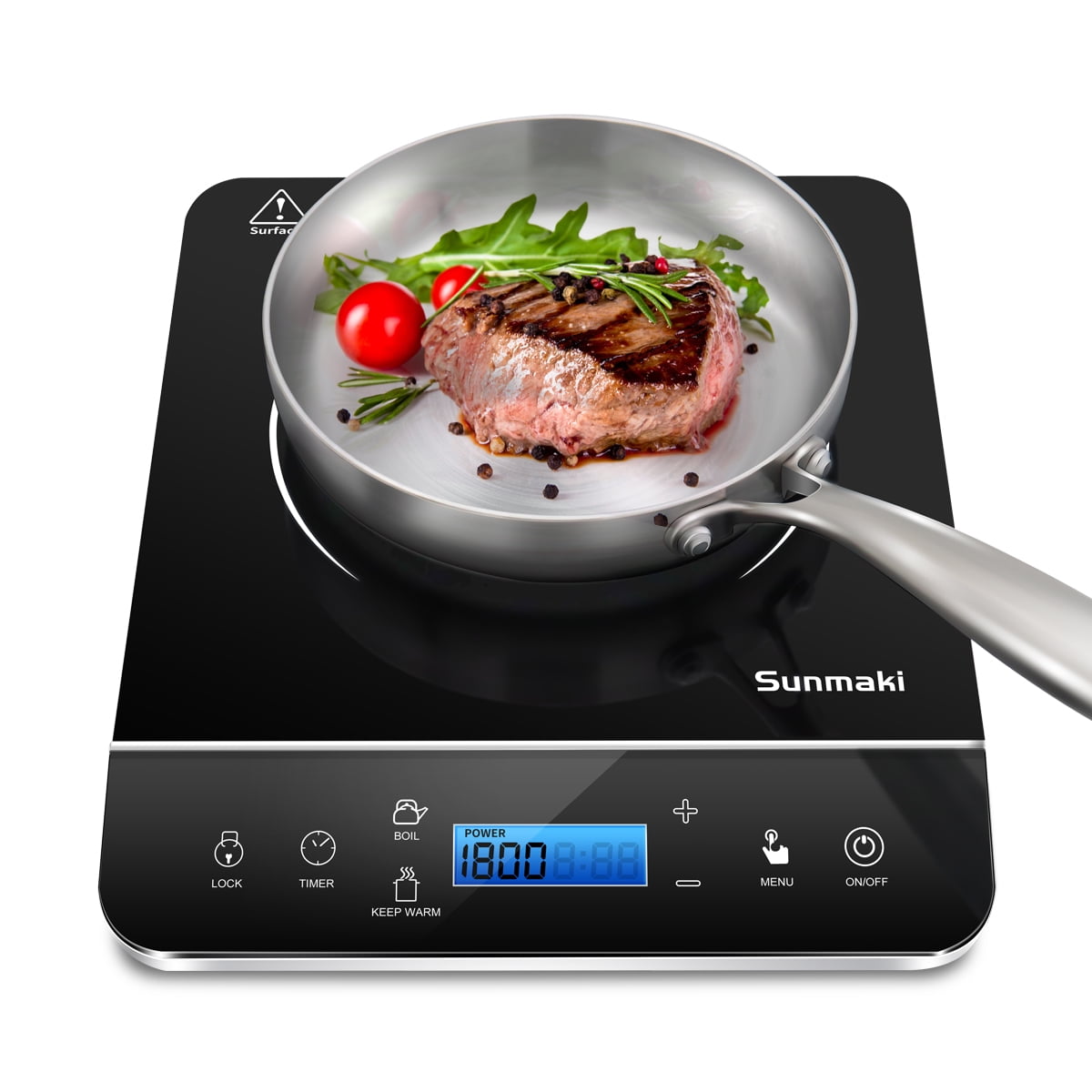 Sunmaki Portable Induction Cooktop 1800W Induction Cooker with LCD
