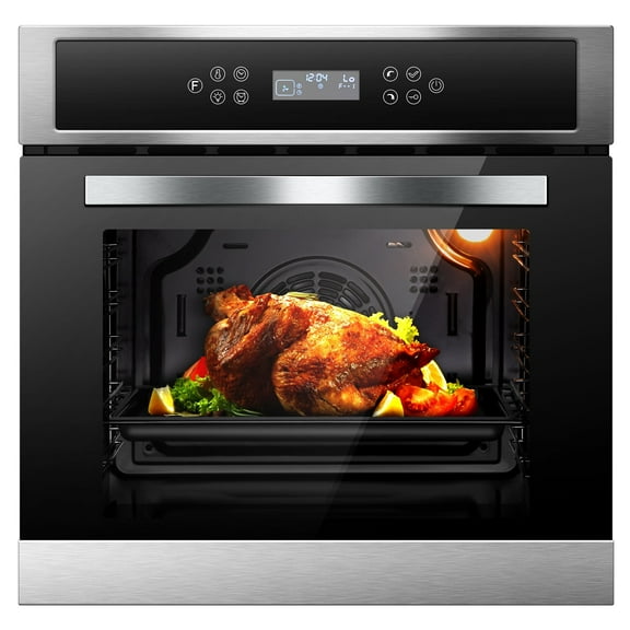 Sunmaki Single Wall Oven 24 Inch Electric Built-in Convection Oven 2.5 Cu.Ft 240V LED Digital Display Touch Control Timer Alarm Clock Child Lock for Kitchen, 2800W