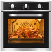 Sunmaki 24 Single Electric Wall Oven, 2.5 Cu. Ft, Convection Bake, Air Fry, LED Touch Control, Timer, 2800W