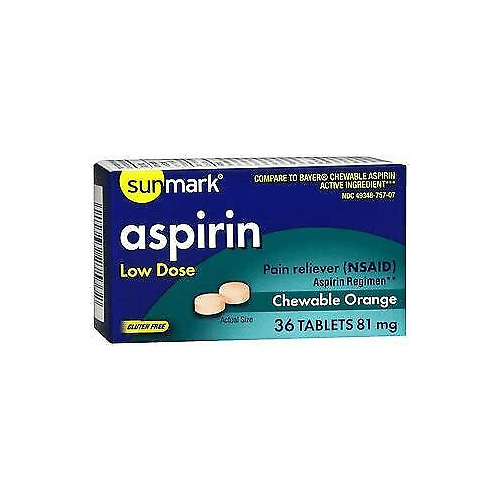Sunmark Aspirin Adult Low Dose Chewable Orange Gluten Free 81mg 36ct,6
