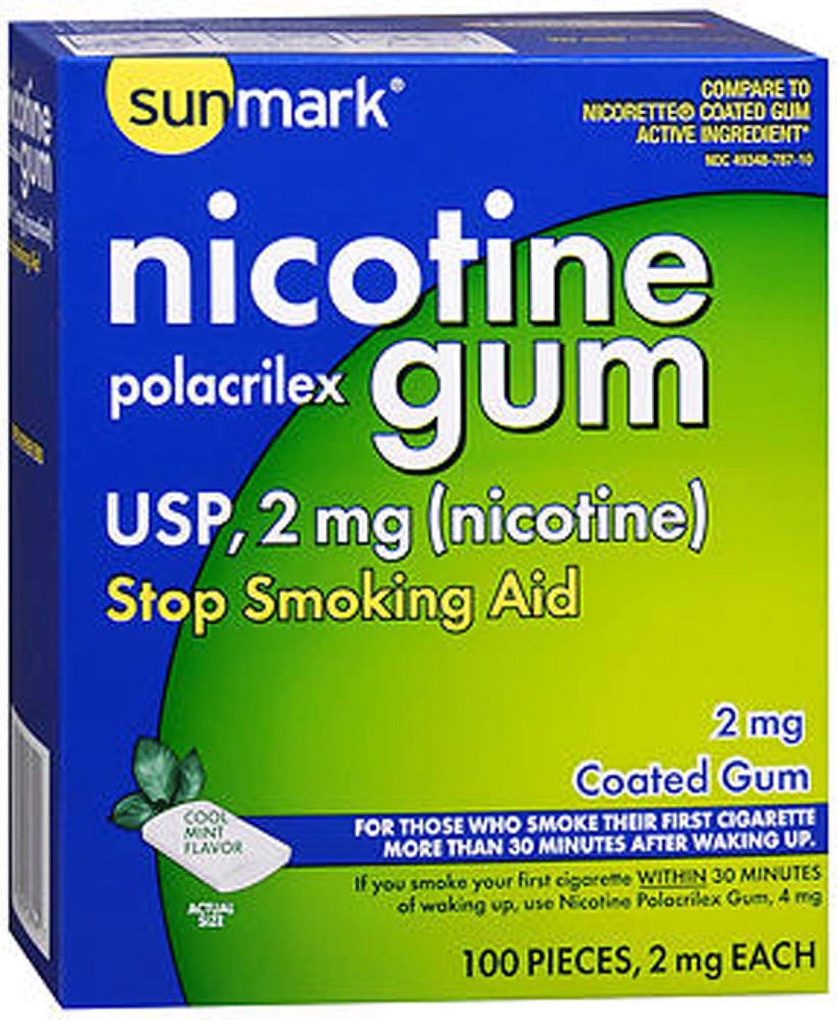 Sunmark Cool Mint Nicotine Polacrilex Gum USP, 2 mg, 100 Count