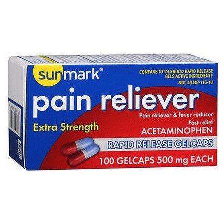Sunmark Extra Strength Acetaminophen Fast Relief Pain & Fever Reduce, 100ct