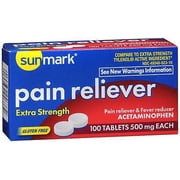 Sunmark Extra Strength Pain Reliever Tablets, 500 mg, 100 Count