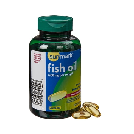 Sunmark Fish Oil Softgels, Dietary Supplement - 1200 mg Strength Softgels, 1 Bottle, 100 per Bottle