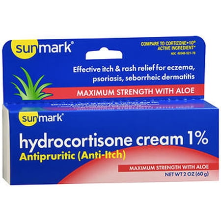 Sunmark Hydrocortisone Cream 1% Maximum Strength with Aloe, 2 Oz.