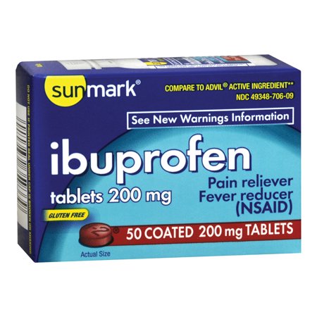 Sunmark Ibuprofen Tablets, 200 mg, 50 Count