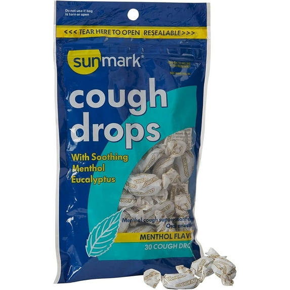 Sunmark Menthol Cough Drops, 5.4 mg, 30 Count