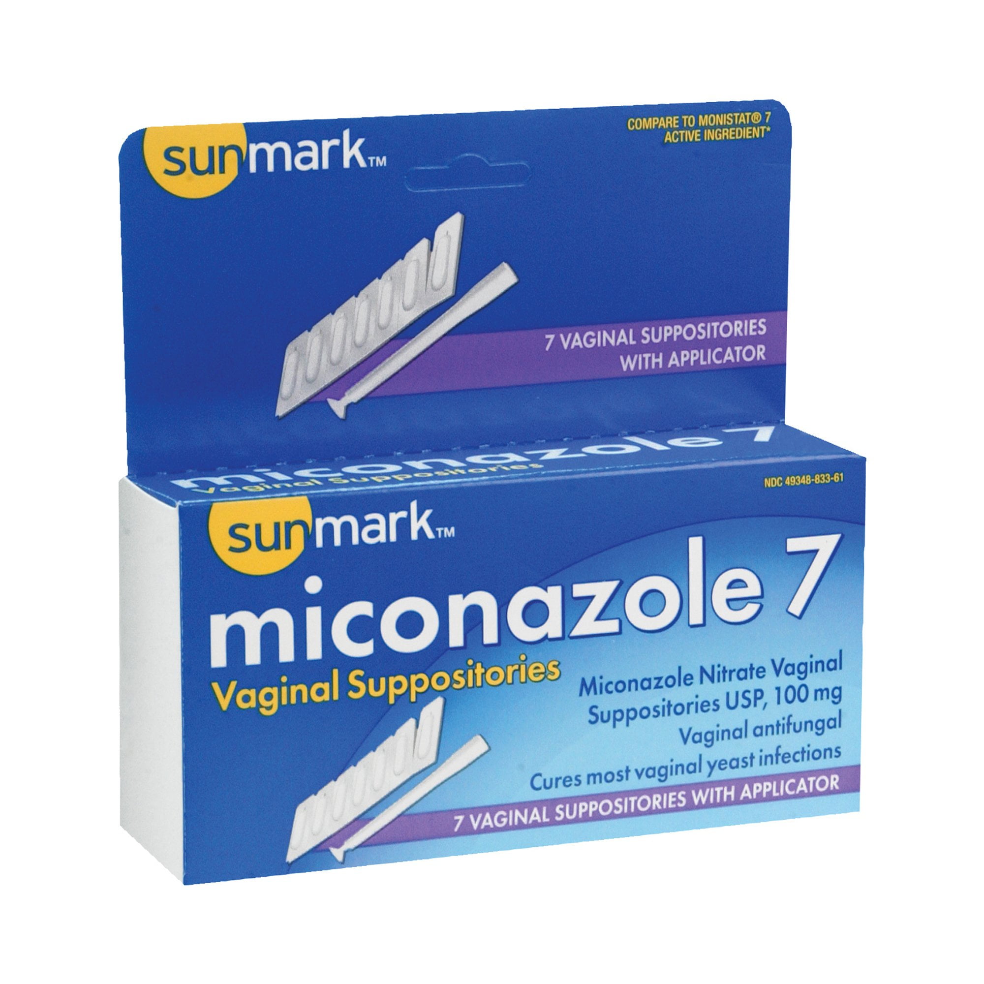 Sunmark Miconazole 7 Vaginal Suppositories 100 Mg 7 Count 4047