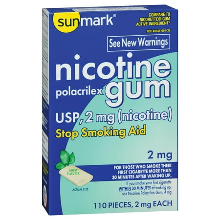 Sunmark Nicotine Polacrilex Gum 2 mg Strength, 110 Count
