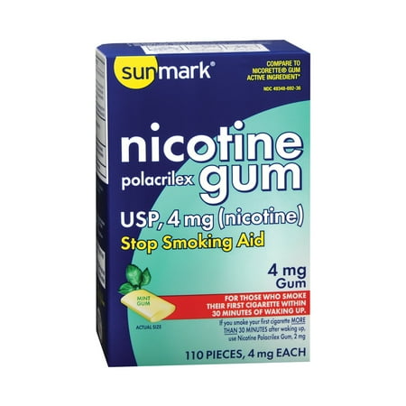 Sunmark Nicotine Polacrilex Gum, 4 mg, 110 Count