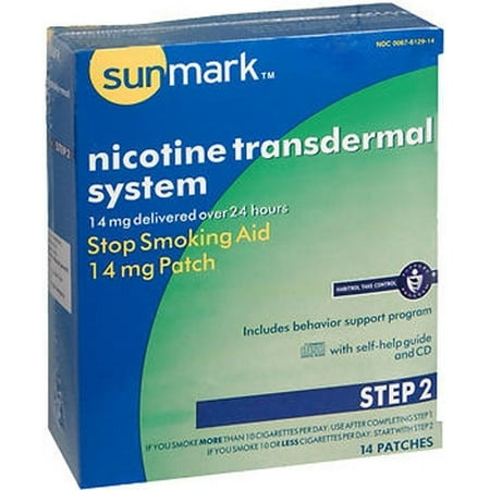 Sunmark Nicotine Transdermal System Step 2 Stop Smoking Aid Patches, 14 mg, 14 Count