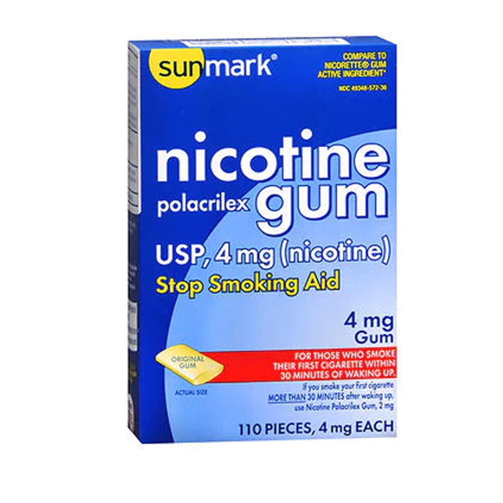 Sunmark Original Nicotine Polacrilex Gum USP, 4 mg, 110 Count