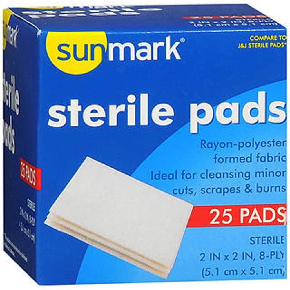 Sunmark Sterile Pads, 2" x 2", 25 Count