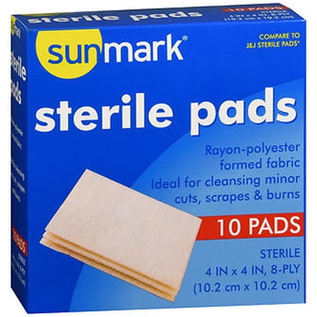 Sunmark Sterile Pads, 4" x 4", 10 Count