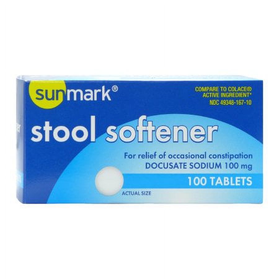 Sunmark Stool Softener Tablet 100 per Bottle 100 mg Strength Docusate