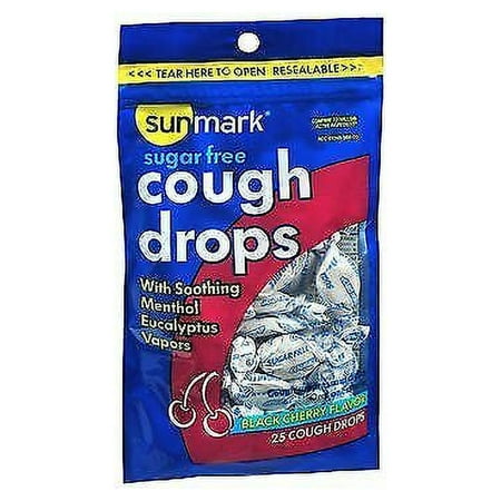 Sunmark Sugar Free Cough Drops W/ Soothing Menthol Eucalyptus, 25ct, 5-Pack