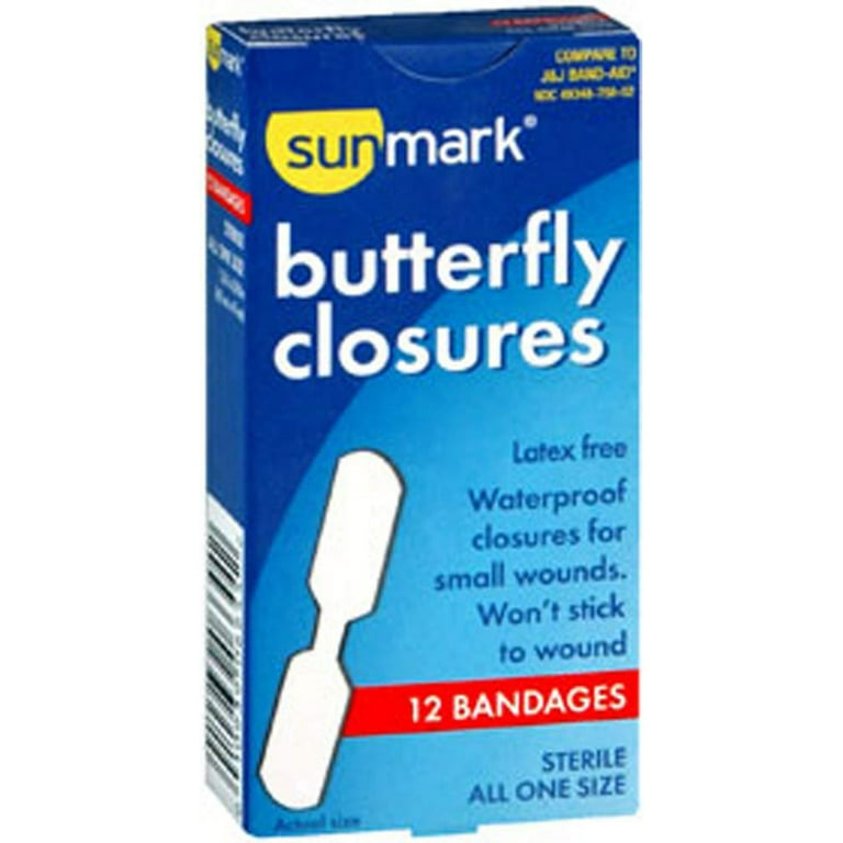 Sunmark Waterproof Butterfly Closure Bandages, 12 Count HSA