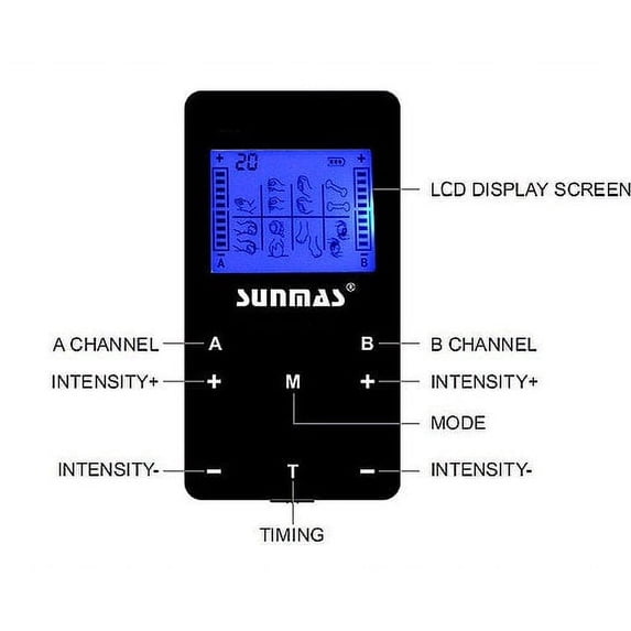 Sunmas Electric Pulse Tens Massager 8 Massage Modes - Black