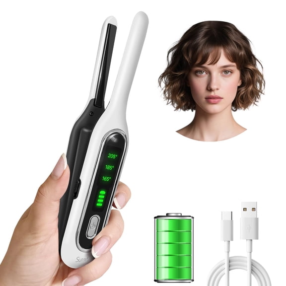 Sunmay Cordless Mini Flat Iron, 3/10" Pencil Hair Straightener for Short Hair, Pixie Cut & Bangs, Portable Dual Voltage Travel Curling Iron