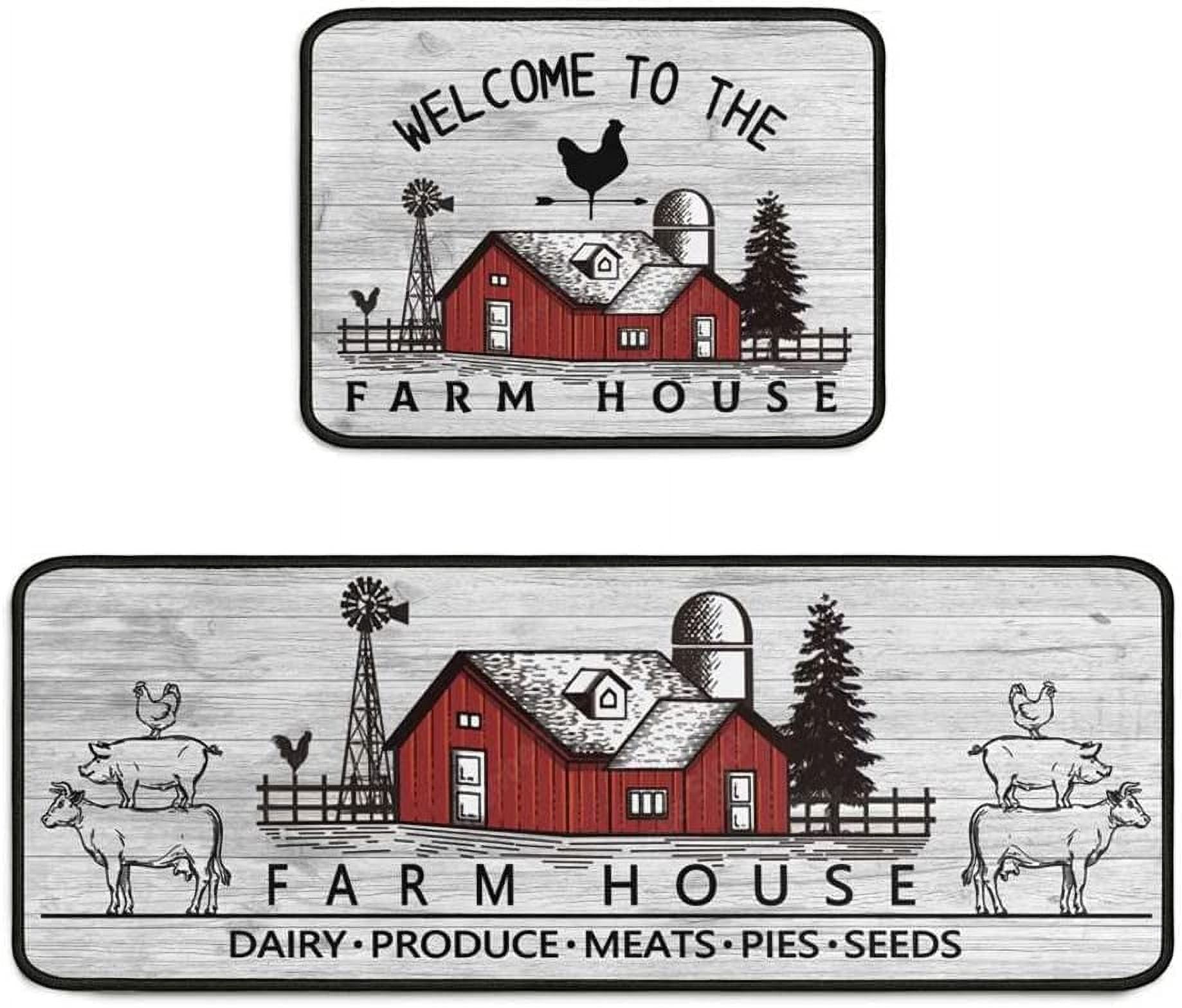 Sunmdecor Kitchen Rugs Farmhouse Style,Anti Fatigue Kitchen Rug Set PVC ...