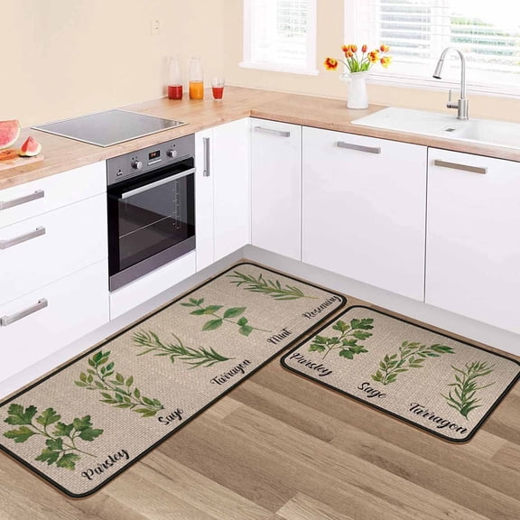 Sunmdecor Kitchen Rugs Farmhouse Style,Anti Fatigue Kitchen Rug Set PVC Non Slip Waterproof Washable Rug(17"x47.2"+17"x23.6")