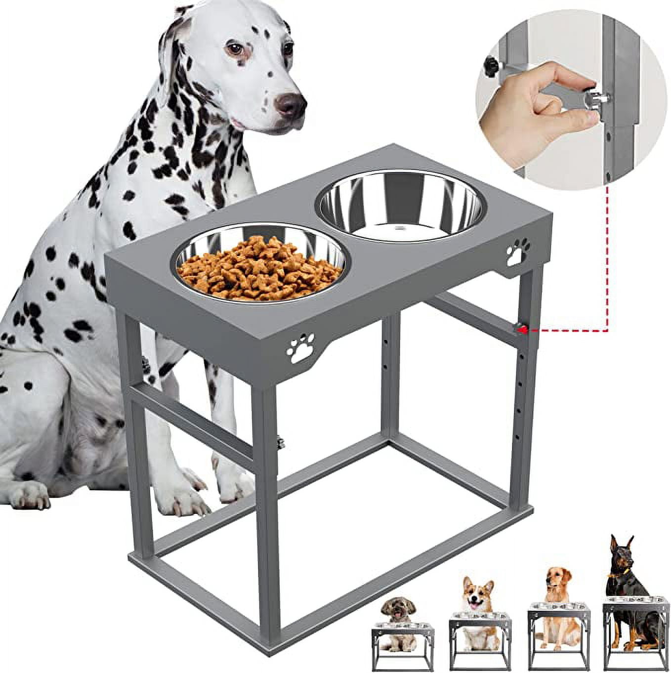 Sunmeyke Elevated Dog Bowl Stand, 8.8 Lb Weight Capacity, Adjustable 8  Heights, Stainless Steel, Reduces Joint Stress, Easy to Use and Adjust