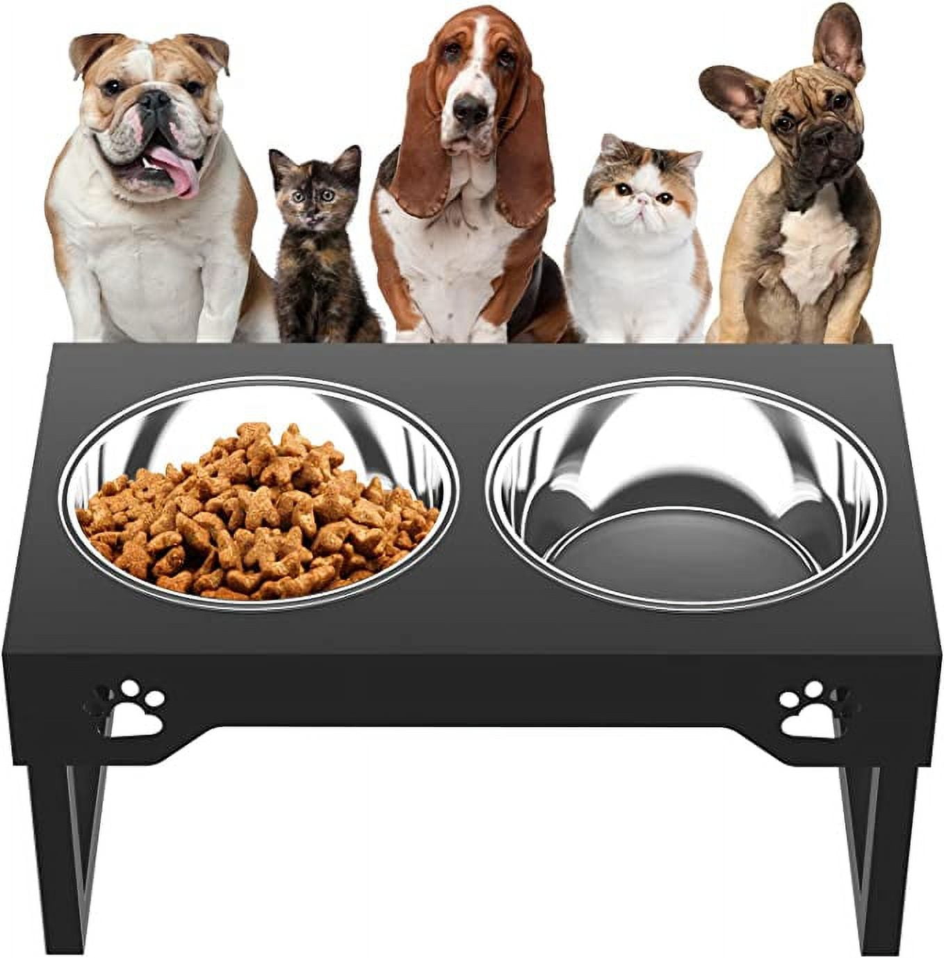 Sunmeyke Stainless Steel Elevated Dog Bowls Stand(up to 20.3''), Adjustable Raised Dog Bowl for Medium, Large Sized Dogs, with 1 4L Perfect Dog Food Bowls, 5 Neater Heights