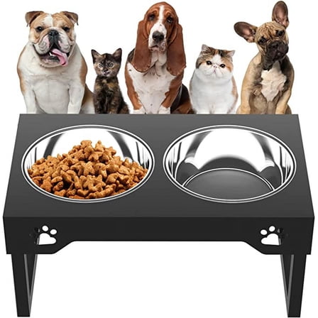 Sunmeyke Stainless Steel Elevated Dog Bowls Stand(up to 20.3''), Adjustable Raised Dog Bowl for Medium, Large Sized Dogs, with 1 4L Perfect Dog Food Bowls, 5 Neater Heights