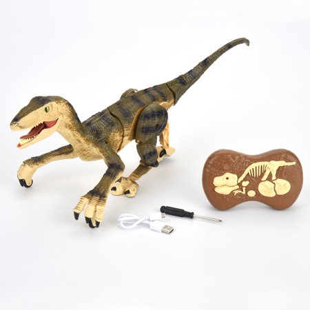 Sunmir Remote Control Dinosaur Velociraptor With LED Lights (Yellow)