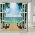 thumbnail image 1 of Sunmmer Beach Shower Curtain, Hawaiin Tropical Waterproof Bathroom Curtains, Ocean Coastal Bathroom Shower Curtain Sets, Palm Tree Bath Curtain, Vacation Style Bathroom Accessories 72"Wx72"L, 1 of 6