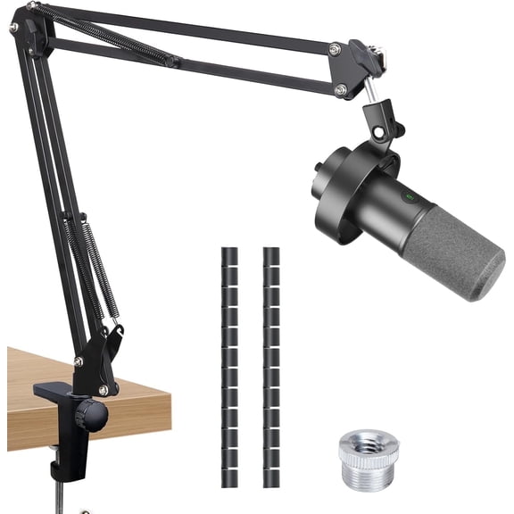 SUNMON Gaming Microphone Boom Arm Stand for FIFINE K688, AM8, A6T, T669, for Shure SM7B/MV7+/MV6, Adjustable Scissor Arm with Cable Management