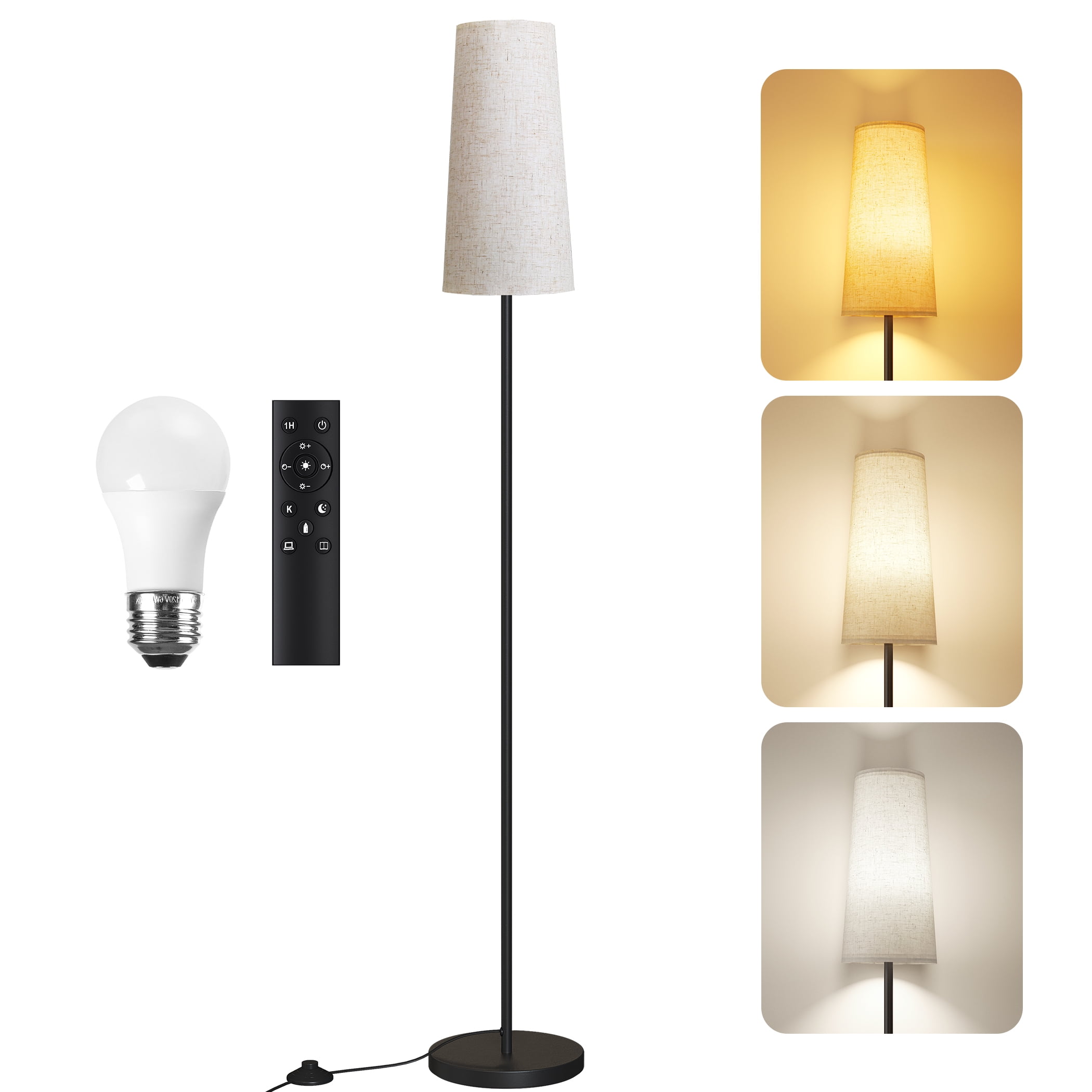 Sunmory Floor Lamp with Remote Control, Floor Lamps for Living Room Modern Floor Lamp, Dimmable Colors Temperature Standing Lamp Tall Lamps for Bedroom Office 12W Bulb Included