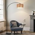 thumbnail image 1 of SUNMORY Floor Lamps for Living Room with 12W LED Bulb, Arc Floor Lamp with 3 Color Temperatures, Farmhouse Floor Lamps with Adjustable Rattan & Fabric Shades, Boho Standing Lamp for Bedroom, Corner, 1 of 10