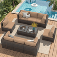 thumbnail image 1 of Sunmthink 10-Piece Wicker Patio Furniture Sets, Outdoor Conversation Set with 4 Inches Thick Cushions and Coffee Table, 1 of 7